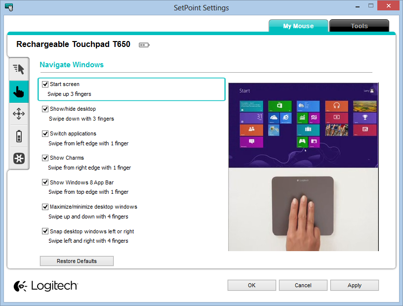 Windows 8 on a multi-display desktop PC without a touch screen: the Logitech T650 touch Pete Brown's 10rem.net